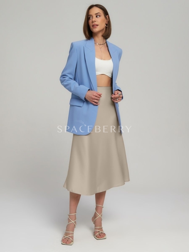 Женская прямая атласная юбка миди